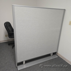 Grey Fabric and Metal Panel Divider Wall 67" H